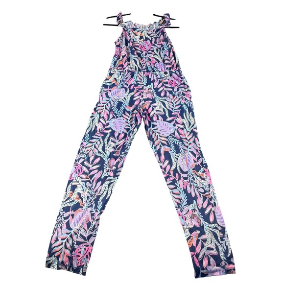 Lilly Pulitzer Girls Romper Jumpsuit Size XL Tropical Floral Print Sleeveless - Picture 1 of 13